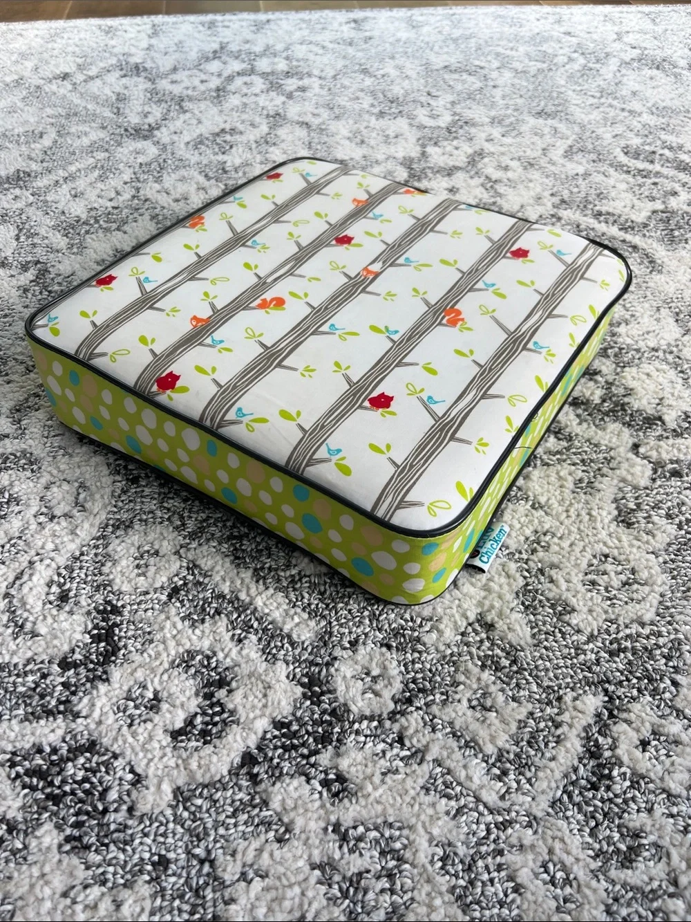 Luv Chicken Green Polka Dot & Bird Print booster Cushion - Home Bedding